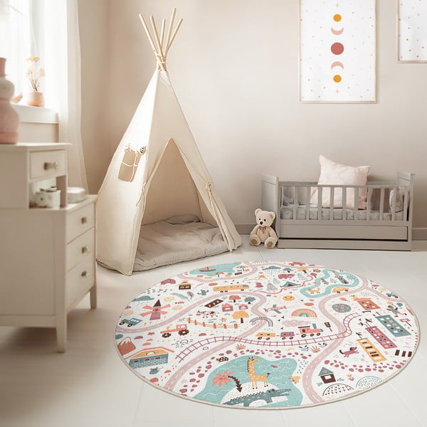 Pratelný dětský hrací koberec ø100 cm Furry World – Mila Home-image-2