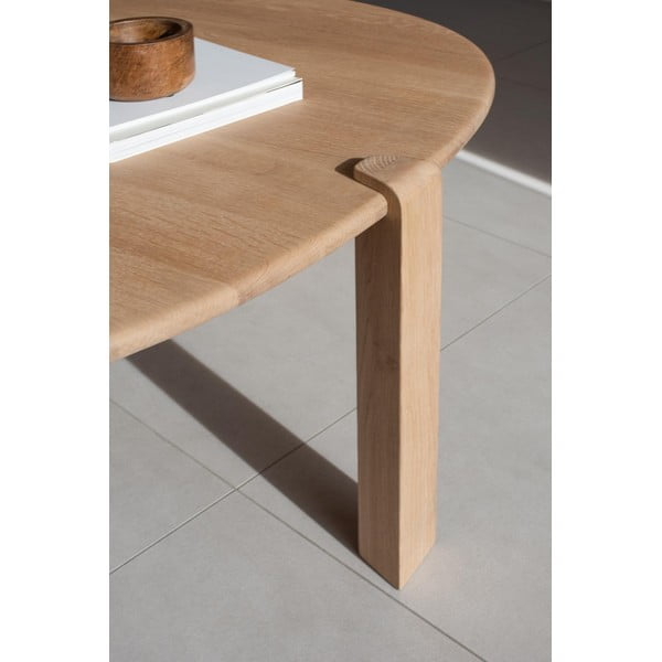 Kulatý konferenční stolek z dubového dřeva v přírodní barvě ø 100 cm Kulin – Gazzda-image-2