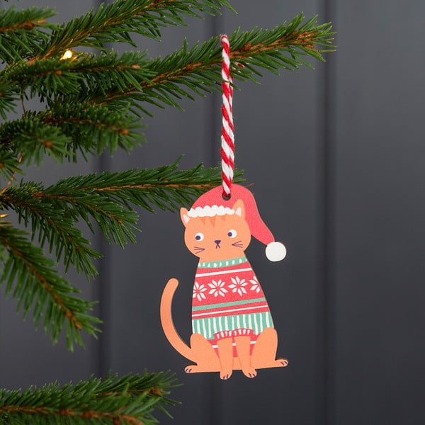 Dřevěná vánoční ozdoba 5 cm Ginger Cat – Rex London-image-1