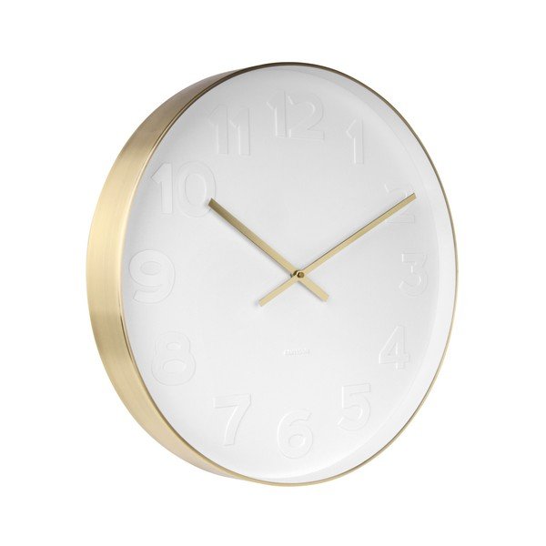 Bílé nástěnné hodiny s detaily ve zlaté barvě Karlsson Mr. White, ⌀ 51 cm-image-1