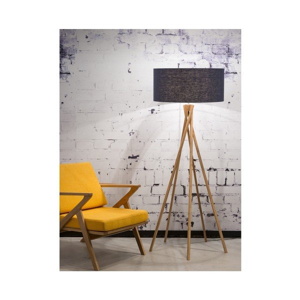 Stojací lampa s modrým stínidlem a konstrukcí z bambusu Good&Mojo Kilimanjaro-image-3