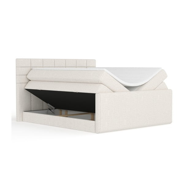 Béžová boxspring postel s úložným prostorem 200x200 cm Ava – Maison de Rêve-image-2