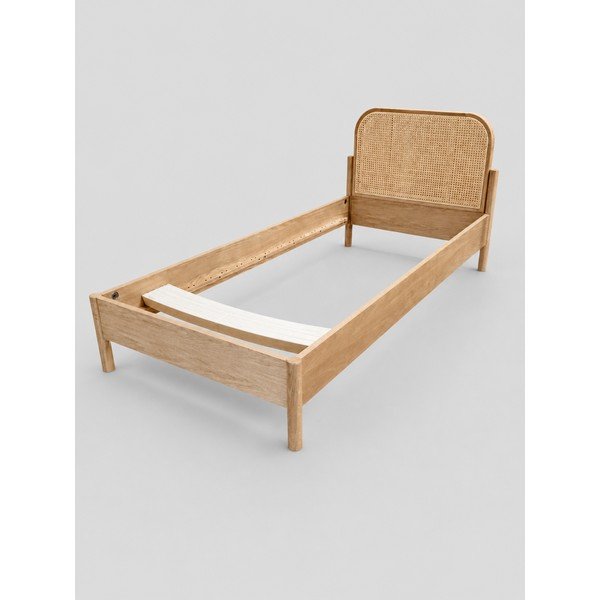 Jednolůžková postel z MDF z dubového dřeva s roštem 90x200 cm v přírodní barvě Olive Rotan - II. jakost – Vipack-image-2