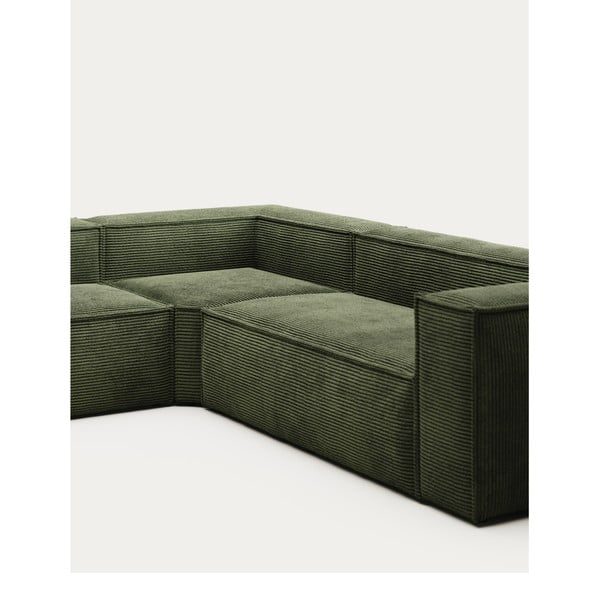 Zelená manšestrová rohová pohovka Blok – Kave Home-image-1