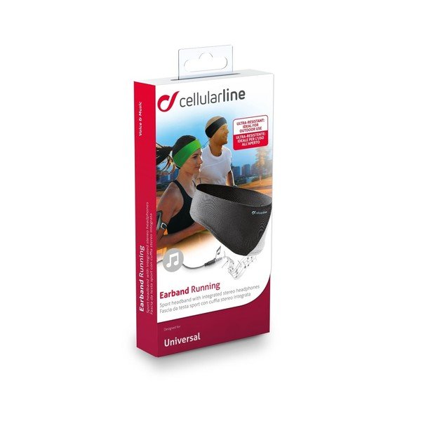 Černá sportovní čelenka s integrovanými stereo sluchátky CellularLine EARBAND-image-2