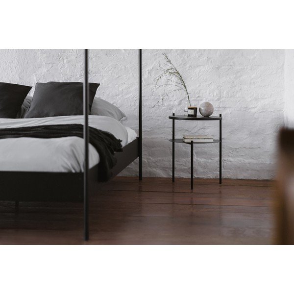 Černá ocelová dvoulůžková postel bez čela/s nebesy s roštem 180x200 cm Eton – noo.ma-image-2