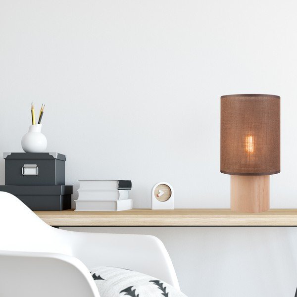 Hnědá stolní lampa s textilním stínidlem, výška 30 cm Ari – LAMKUR-image-1