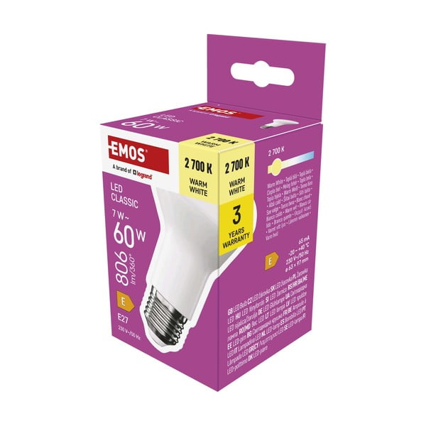 Teplá bílá LED žárovka E27, 7 W – EMOS-image-3