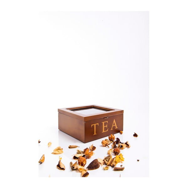 Dřevěná krabička na čaje Tea, 4 přihrádky