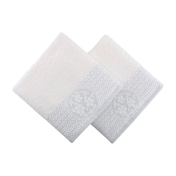 Sada 2 bílo-modrých ručníků z bavlny Armada, 90 x 50 cm