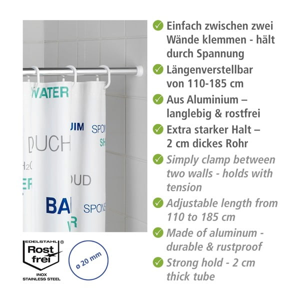 Tyč na sprchový závěs ve stříbrné barvě 110 - 185 cm – Wenko-image-3