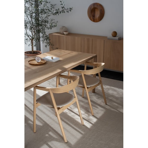 Jídelní židle z masivního dubového dřeva s modrošedým sedákem Gazzda Muna-image-3