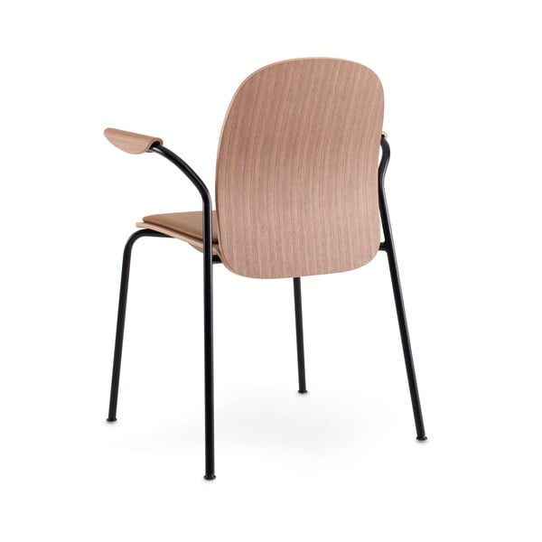 Hnědé/koňakově hnědé jídelní židle v sadě 2 ks s područkami/stohovatelné v dekoru ořechu Book – Gazzda-image-4