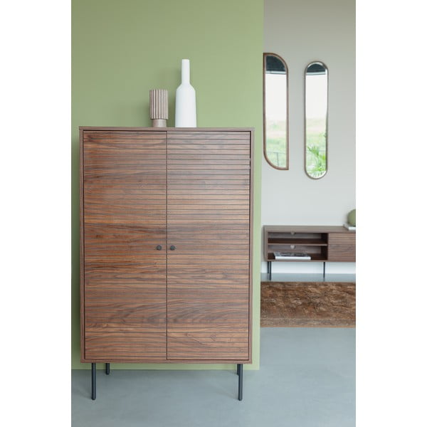 Hnědá skříňka v dekoru ořechu 80x130x40 cm Stripes – White Label-image-1