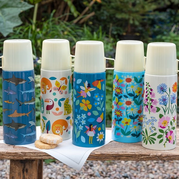 Modrá/krémová dětská termoska 350 ml Butterfly Garden – Rex London-image-1