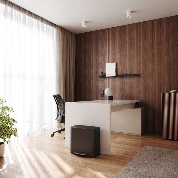 Matně černý ocelový odpadkový koš na tříděný odpad/nášlapný 15 l Dual Mini – simplehuman-image-1