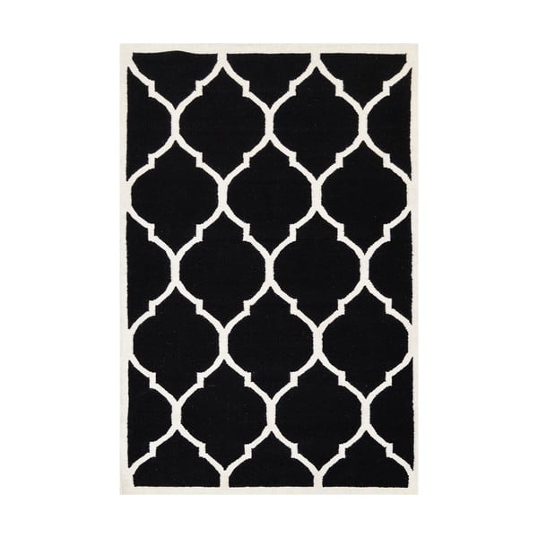 Vlněný koberec Lara, 60x90 cm, černý
