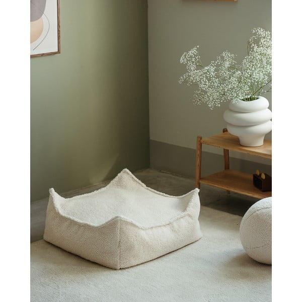 Krémový dětský sedací vak z textilie bouclé Square – Wigiwama-image-1