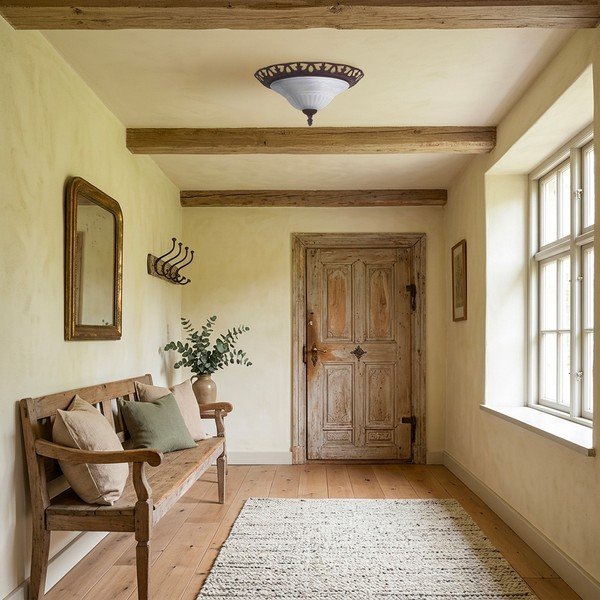 Tmavě hnědé stropní svítidlo se skleněným stínidlem ø 38 cm Rustica – Trio-image-1