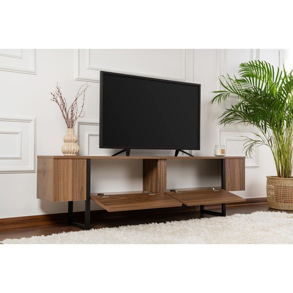 TV stolek v dekoru ořechu v tmavě přírodní barvě 180x50x29,5 cm Serenity – Kalune Design-image-4
