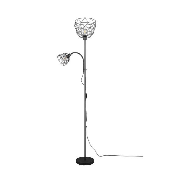 Černá stojací lampa s kovovým stínidlem (výška 180 cm) Haval – Trio-image-4