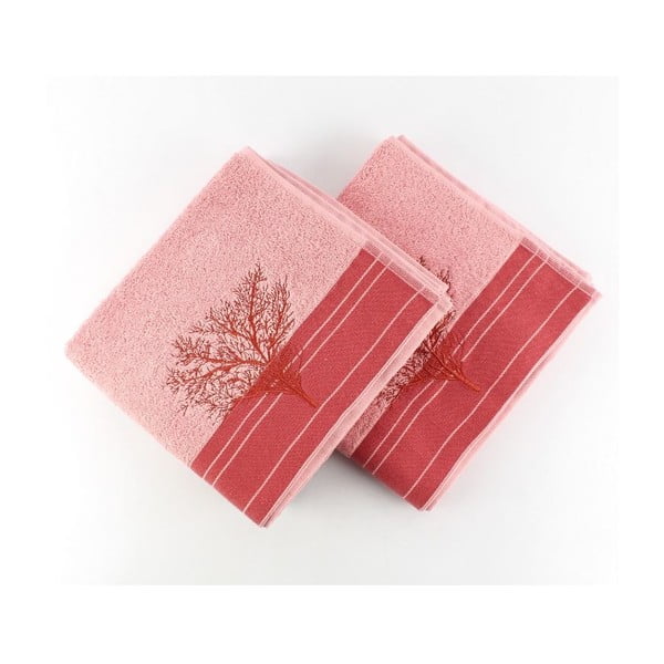 Sada 2 růžových ručníků Infinity, 50 x 90 cm