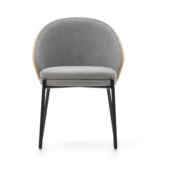 Šedé/v přírodní barvě čalouněné jídelní křeslo Eamy – Kave Home-image-2