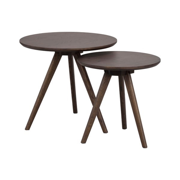 Kulatý odkládací stolek s deskou v dubovém dekoru ø 50 cm Yumi – Rowico-image-2