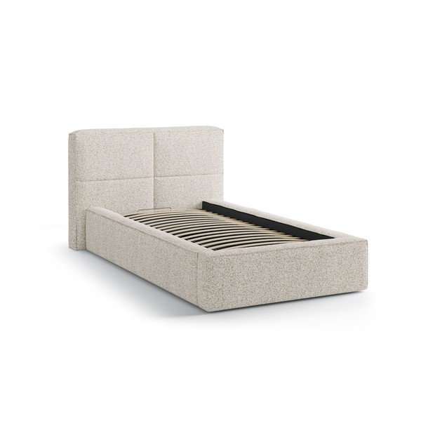 Béžová čalouněná jednolůžková postel s úložným prostorem s roštem 90x200 cm Darren – Micadoni -image-2