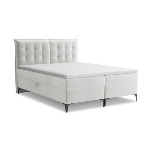 Světle šedá boxspring postel s úložným prostorem 140x200 cm Mikana – Makamii