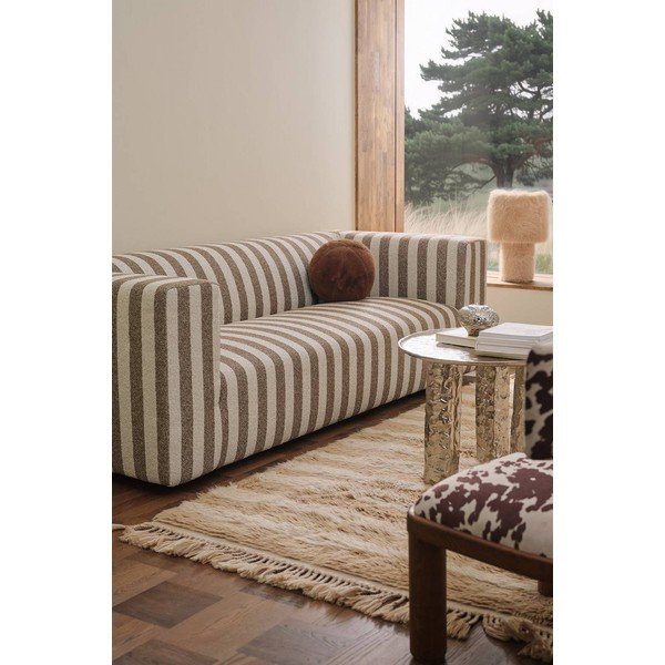 Hnědá/krémová žinylková pohovka 220 cm Lisa – Ellos Home-image-1