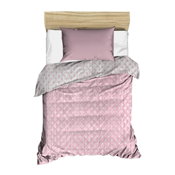 Růžový prošívaný přehoz přes postel Amanda, 160 x 230 cm