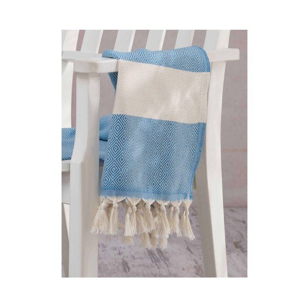 Světle modrá osuška Hammam Elmas, 100 x 180 cm