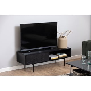 Černý TV stolek v dekoru jasanu 140x45 cm Angus – Actona