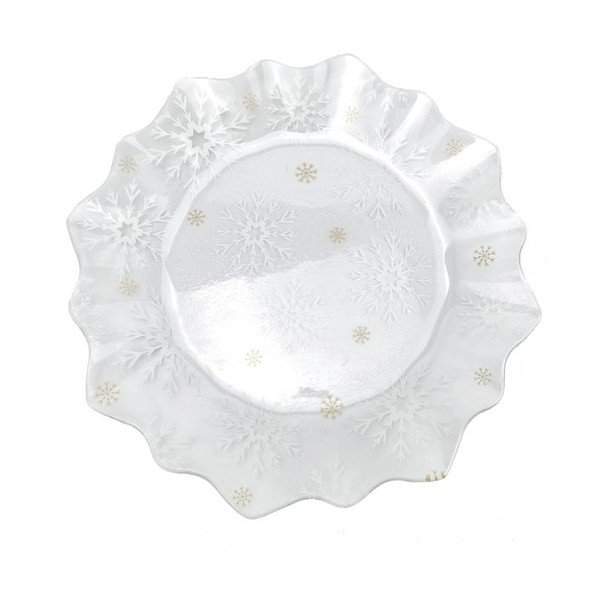 Servírovací skleněný talíř s vánočním motivem ø 19,5 cm Frosty Flakes – Dakls