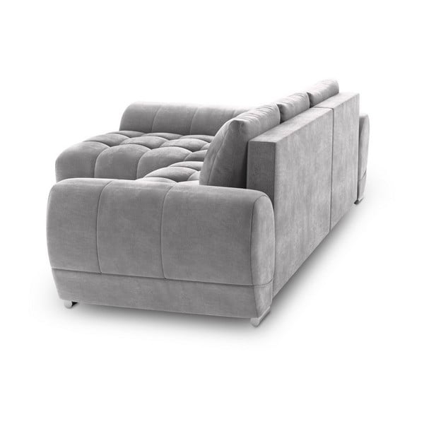 Světle šedá rozkládací rohová pohovka se sametovým potahem Windsor & Co Sofas Nuage, levý roh-image-2