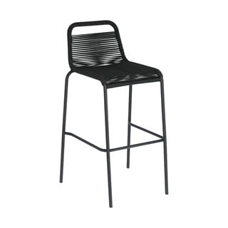 Černá barová židle s ocelovou konstrukcí Kave Home Glenville, výška 74 cm