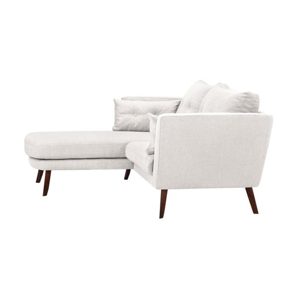 Krémově bílá třímístná pohovka Mazzini Sofas Elena, s lenoškou na levém rohu-image-1