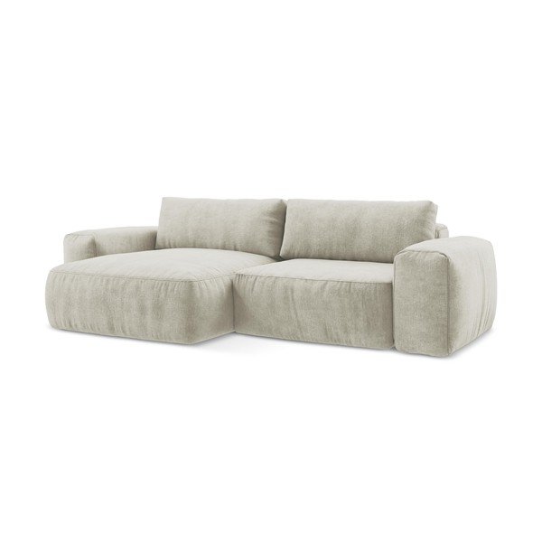 Béžová žinylková rozkládací rohová pohovka (levý roh/s lenoškou) Kuki – Makamii-image-2