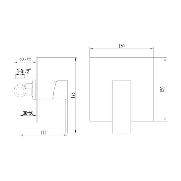 Podomítková sprchová baterie v leskle stříbrné barvě (1 výstup) Latus – Sapho-image-1