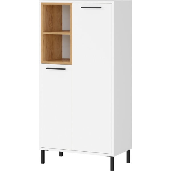 Bílá vysoká koupelnová skříňka v dekoru dubu 59x118 cm Loria - Germania-image-1