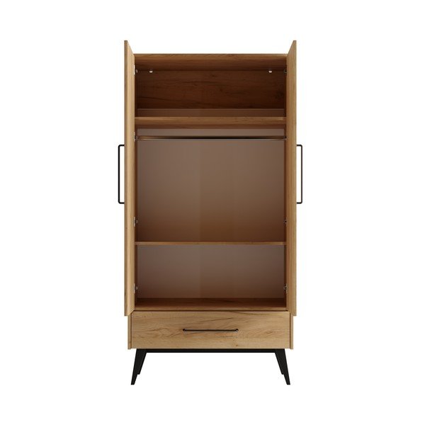 Dětská šatní skříň v dekoru buku v přírodní barvě 100x200 cm Retro – Pinio-image-4