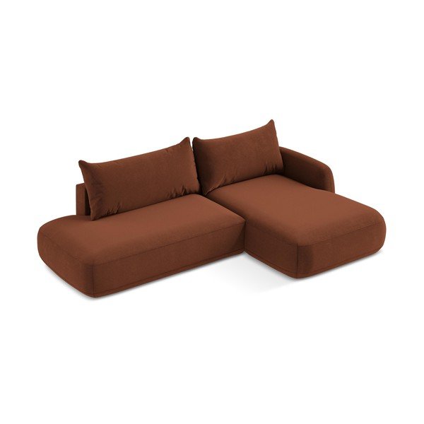 Rozkládací rohová pohovka v terakotové barvě (pravý roh/s lenoškou) Hale – Makamii-image-2