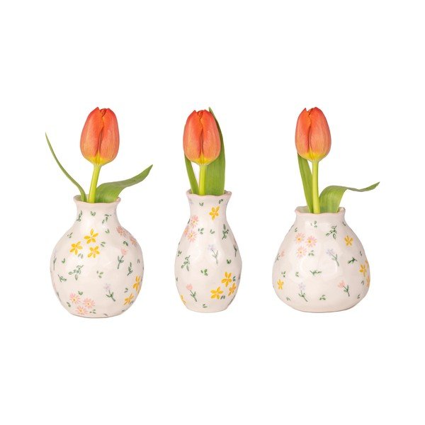Krémové vázy v sadě 3 ks z kameniny (výška 10 cm) Ditsy Floral – Sass & Belle-image-3