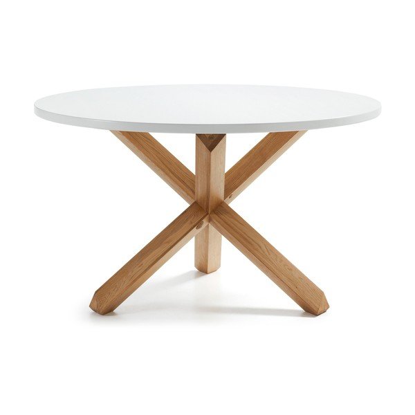 Dubový jídelní stůl s bílou deskou Kave Home Nori, ø 120 cm