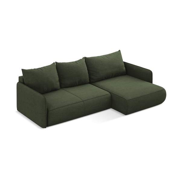 Zelená rozkládací/s úložným prostorem rohová pohovka (pravý roh) Nanea – Makamii-image-4