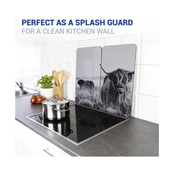Kryty na sporák v sadě 2 ks z tvrzeného skla 30x52 cm Universal Highland Cattle – Wenko-image-4