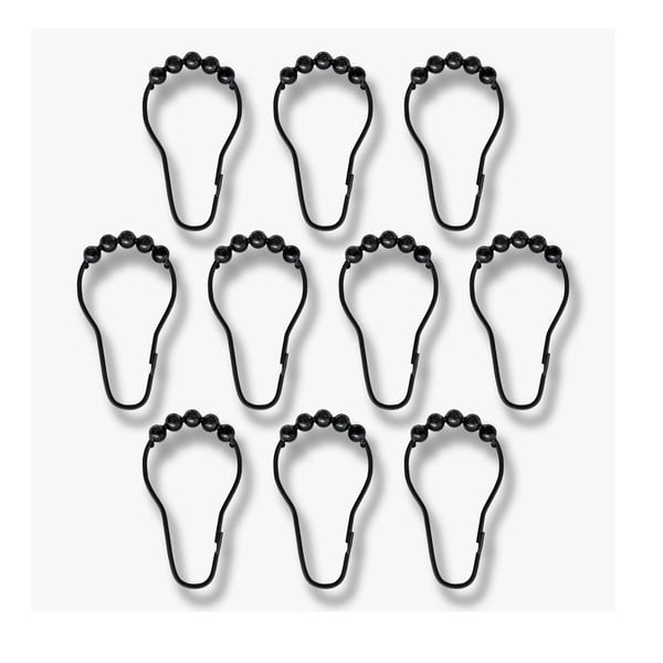 Černé háčky ke sprchovému závěsu v sadě 10 ks Aqua – Mette Ditmer Denmark-image-3