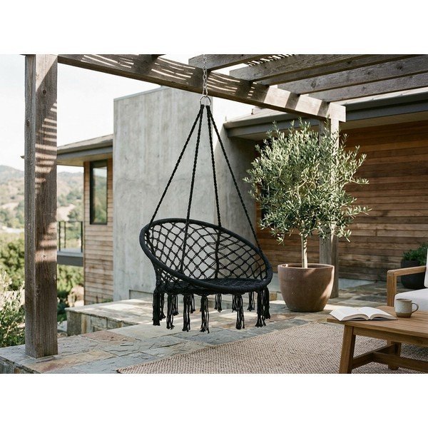 Černé závěsné křeslo Bonami Essentials Hylla-image-4