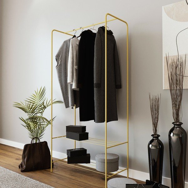 Kovový stojan na oblečení ve zlaté barvě Frankenthal – Kalune Design-image-1